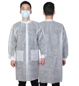 Factory Direct Sale Disposable Non Woven Clean Room Clothing Disposable SMS/PP Lab Coat