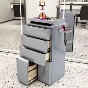 Meubles de salon de style moderne, postes de travail pour salon de coiffure, armoire de rangement en bois avec tiroir pour coupe de cheveux, armoire de barbier - Product Image 5