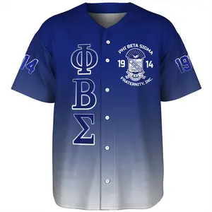 Drop Ship Phi Beta Sigma Design Camiseta de béisbol Personalizar Mans Ropa deportiva Tops Tee Venta al por mayor Jersey de béisbol masculino transpirable