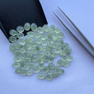 Jewel Creation - Cabujones Sueltos de Prehnita Verde Natural de 8 mm, 10 mm y 12 mm, Forma Ovalada Lisa, Forma de Pera, Parte Posterior Plana, Certificados por IGI - Product Image 4