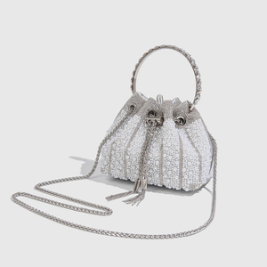 <span class=keywords><strong>Borsa</strong></span> a tracolla da donna alla moda con catena, <span class=keywords><strong>borsa</strong></span> da sera con <span class=keywords><strong>perle</strong></span>, <span class=keywords><strong>borsa</strong></span> a secchiello con strass e nappe - Product Image 3