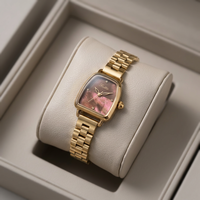 Montre à quartz pour femme Scottie 9906, boîtier carré, cadran en verre minéral, bracelet en acier inoxydable, mouvement à quartz, fermoir papillon, luxe