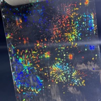 Film de plastification holographique BOPP auto-adhésif souple EVA à motif feux d'artifice, laminé à froid pour étiquettes