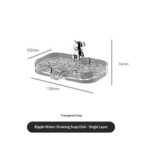 Support mural transparent en plastique sans perçage pour savon, design compact et luxueux, idéal pour petite salle de bain, lavabo ou robinet, pour le rangement quotidien du savon.