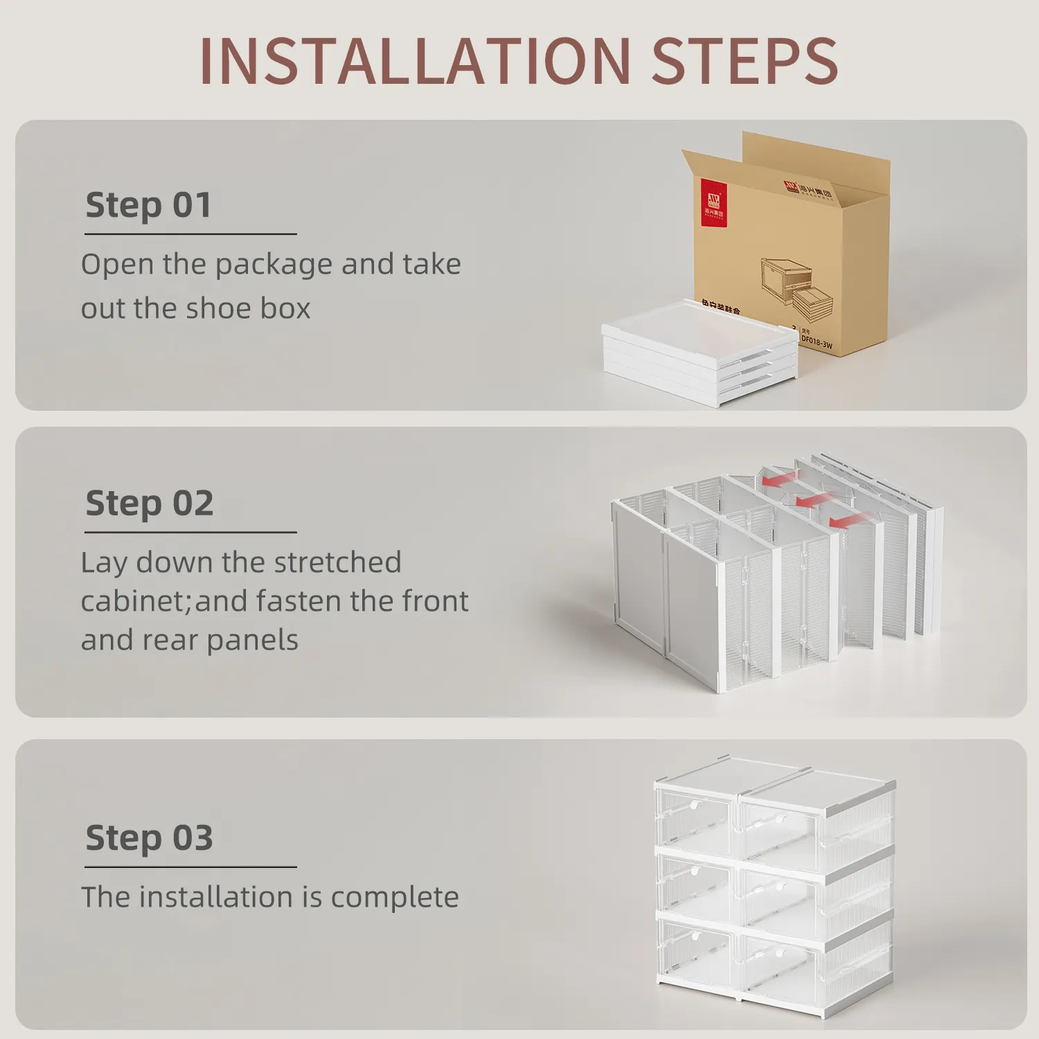 Organisateur de chaussures Transparent conteneur de chaussures empilable boîte de rangement de chaussures transparente en plastique pliable