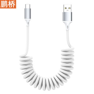 สายชาร์จ Pengqiao Carplay แบบสปริง USB เป็น Type C ยาว 1 เมตร สายถักไนลอน สำหรับชาร์จในรถยนต์และถ่ายโอนข้อมูล - Product Image 2