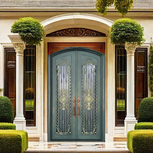 Puerta francesa de hierro forjado para entrada de casa con apertura lateral impermeable <span class=keywords><strong>elegante</strong></span> personalizada al por mayor - Product Image 3