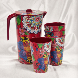 Ensemble de dîner en mélamine de style chinois traditionnel <span class=keywords><strong>vaisselle</strong></span> de table en mélamine durable plats en mélamine à motif rouge avec bouilloire pour hôtel - Product Image 4