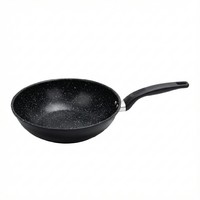 Poêle à frire E-TOP en aluminium moulé sous pression noir, antiadhésive, en granit, compatible induction, avec couvercle en verre, ustensiles de cuisine sains