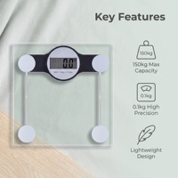Báscula Digital de Vidrio Templado de 180 kg/400 lb para Peso Corporal, con Plataforma para Ponerse, para Gimnasio en Casa, Seguimiento de Fitness, Báscula de Baño Resistente