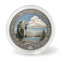 Pièce de collection personnalisée Dapper Frog Weather Club en alliage de zinc avec relief 3D, médaillon commémoratif avec boîte, sans quantité minimale de commande