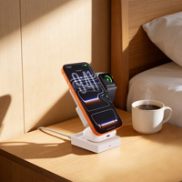 Chargeur sans fil magnétique 3-en-1 pliable en alliage de zinc 25W, station de charge multi-appareils bicolore
