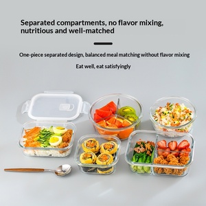 Ensemble de préparation de repas en verre pour étudiants, compatible micro-ondes, anti-fuite, triple compartiment, passe au lave-vaisselle, pour l'école, le bureau, le campus - Product Image 3