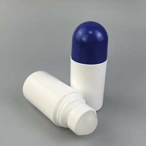 Envase de Plástico Blanco con Rodillo para <span class=keywords><strong>Desodorante</strong></span> Cosmético en Barra de 50g 50ml 1.7oz, Botella Roll-on para <span class=keywords><strong>Antitranspirante</strong></span> y Perfume con Tapa Azul - Product Image 2