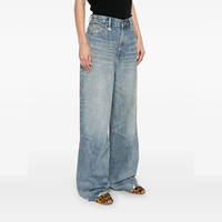 Jeans en denim à rivets lavés au laser respirants sexy à taille haute personnalisés pour femmes