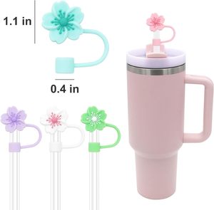 Cute Anti-Dust Silicone/PVC Straw Topper Covers for Stan <b>Cup</b> 10mm Flower Design Multi-Design Options Handmade Commercial Use - Product Image 2