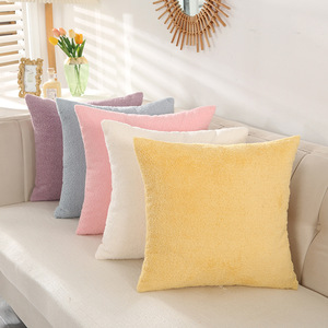 Moderne Faux Teddy Fourrure Boucle <span class=keywords><strong>D</strong></span>écoration Canapé Solide Grand Coussin Couvre Taie <span class=keywords><strong>d</strong></span>'<span class=keywords><strong>Oreiller</strong></span> Taie <span class=keywords><strong>d</strong></span>'<span class=keywords><strong>Oreiller</strong></span> <span class=keywords><strong>60X60</strong></span> - Product Image 4