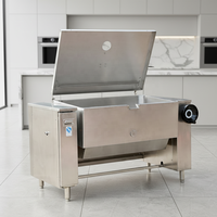 Panci Masak Daging Baja Anti Karat 150L-320L Manual/Otomatis dengan Tutup dan Gagang, untuk Restoran, Cocok untuk Daging Babi, Daging Sapi, Iga, dan Tulang