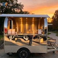 Chariot de restauration mobile en acier inoxydable KN-FR220B avec évier à eau chaude/froide et réfrigérateur double température pour cuisine de rue