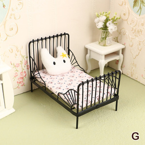 Lit en métal miniature pour <span class=keywords><strong>maison</strong></span> <span class=keywords><strong>de</strong></span> poupée 1:12, simple/double, meubles <span class=keywords><strong>de</strong></span> chambre à coucher, jouet cadeau, modèle <span class=keywords><strong>de</strong></span> meubles <span class=keywords><strong>de</strong></span> <span class=keywords><strong>salon</strong></span> - Product Image 2