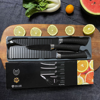 Ensemble de couteaux de cuisine en acier inoxydable de haute qualité, 6 pièces, design moderne, lames polies ambidextres, marque XHD, boîte cadeau couleur