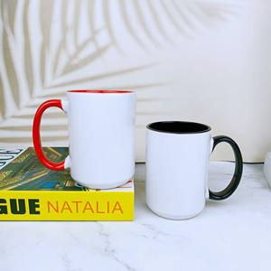 Taza de Café Clásica con Logotipo Personalizado, Sublimación, Interior Rojo y Negro, 15 oz, Base Redonda, Taza de Cerámica con Asa - Product Image 2