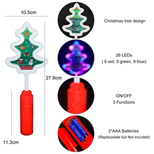 ไม้เรืองแสงต้นคริสต์มาสแบบ LED ขนาด 11 นิ้ว พร้อมโลโก้ OEM ตามสั่ง ไฟกระพริบ 26 ดวง 3 โหมด จำหน่ายส่งสำหรับงานปาร์ตี้วันหยุด - Product Image 5