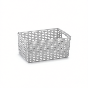 Panier en rotin CESTA N3 argenté 10L, rangement rectangulaire en plastique 33x22CM, style simple - Product Image 1