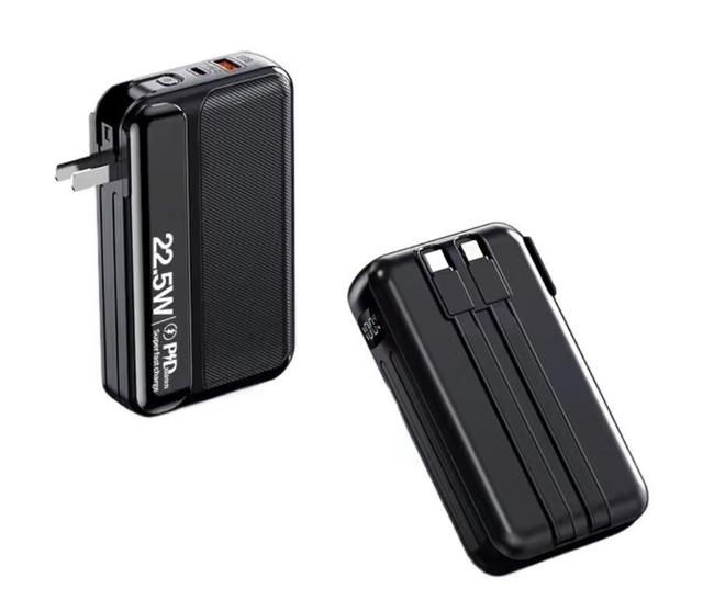 20000mah Portable Charger Built-in Cables 20W USB C Power Bank with AC Wall Plug Fast Charging Battery Pack with LED Display