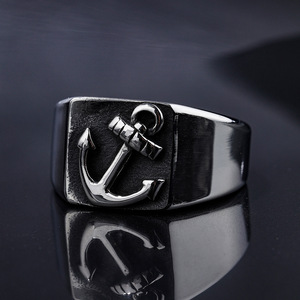 Bague Vintage en Acier Inoxydable Anti-ternissement pour Homme, Style Hip Hop, Gravée, avec motifs Boussole, Œil d'Horus, Crâne de Motard, Bijou Unique - Product Image 2