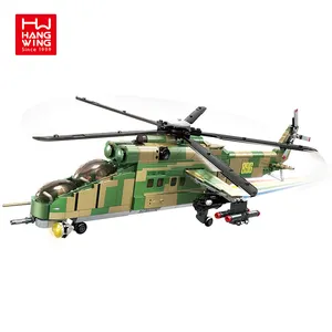 HW oyuncaklar 995 adet askeri ordu polis silahlı uçak Mi-24 helikopter uçak hava kuvvetleri uçak yapı taşı tuğla seti
