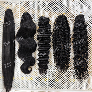 Extensiones de Cabello Humano Virgen Natural Ondulado Rizado Birmano al por Mayor, Trenzas de Ganchillo Pre-enlazadas, Ondas de Agua, Extensión Invisible de Ganchillo - Product Image 5