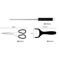 9-delige hete aanbieding keukenmessenset met slijpstaal, keukenschaar, fruitmes, snijmes met standaard en cadeauverpakking