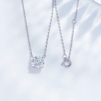 Colliers et pendentifs minimalistes en platine Pt950 avec diamants de laboratoire et pierres de cristal, chaînes fines et délicates pour femmes