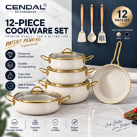 Ensemble de 12 ustensiles de cuisine durables et écologiques en acier inoxydable, compatibles induction, casseroles, poêles, allant au four, compatibles lave-vaisselle, couvercles en verre