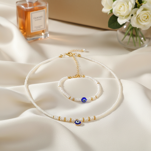 คอลเลกชันสร้อยข้อมือที่สง่างามสร้อยคอแฟชั่นลูกปัดแก้ว - Product Image 3