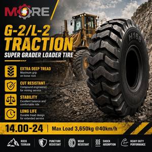 ยางตันสำหรับรถขุดดินรุ่น H168ww ขนาด 14.00-24  แบบ Wide Lug Grader กว้าง 360 มม. ความยาว 1350 มม.  ดอกยางทนทาน  แบบไม่มียางใน (TL) ใหม่ - Product Image 3