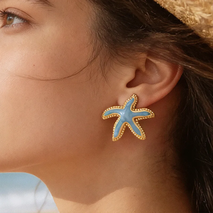 Pendientes de Estrella de Mar Asimétricos de Alta Calidad para Mujer, Chapados en Oro con Recubrimiento PVD, Acero Inoxidable 304, Duraderos, Modernos y a la Moda - Product Image 2