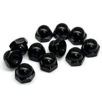 Écrou hexagonal à tête bombée lisse en acier au carbone oxydé noir, écrou décoratif pour supports de signalisation