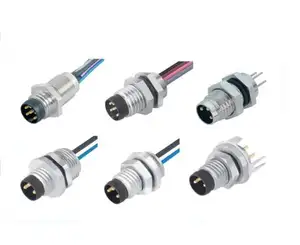 Connector Supplier M8 Connector 4 Pin Wiring Waterproof Solder Wire Signal Transmission Rear Fastened Male Panel Mount Connector