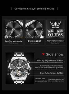 Montre automatique mécanique pour homme OLEVS, cadran prismatique, acier inoxydable, lumineuse, étanche, livraison directe. - Product Image 6