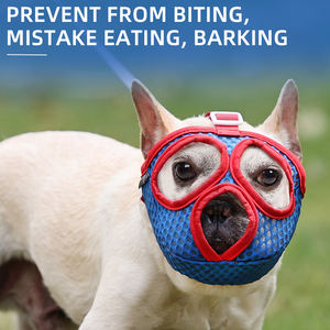 도매 유행 조정 가능한 물린 방지 애완 동물 총구 튼튼한 가죽 입 커버 개를위한 세련된 인쇄 디자인 리본 - Product Image 6