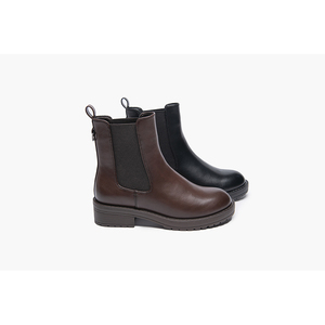 <span class=keywords><strong>Bottines</strong></span> <span class=keywords><strong>Chelsea</strong></span> imperméables pour femmes en <span class=keywords><strong>cuir</strong></span> PU avec semelle en caoutchouc, à enfiler, noires, pour le travail, automne-hiver - Product Image 1