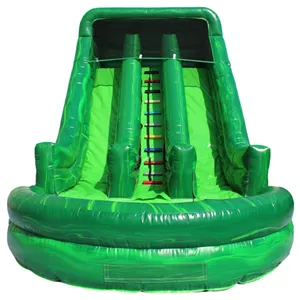 Large Summer charming Green Magic Left and right double slide with pool inflatable water slide play both indoors and outdoors