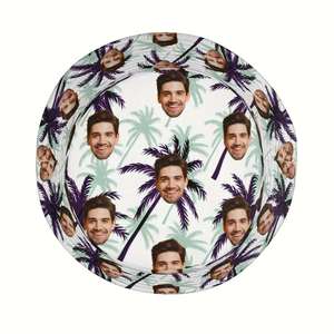 Sombrero de cubo con foto personalizada para mujer, gorra de viaje de playa de verano a la moda con patrón de dibujos animados de árboles y hojas tropicales para pescar - Product Image 4