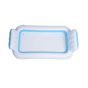 Piscine gonflable <span class=keywords><strong>en</strong></span> <span class=keywords><strong>PVC</strong></span> avec dossier, lit flottant pour bronzer, bleu et <span class=keywords><strong>blanc</strong></span>, baignoire extérieure, piscine familiale pour jeux aquatiques - Product Image 5