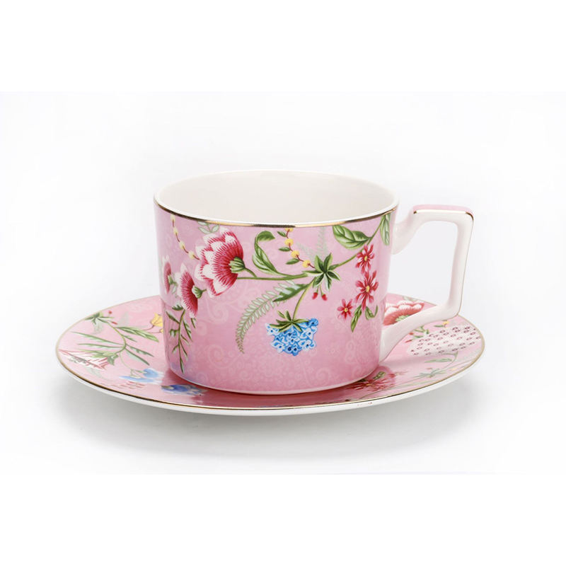 Pink cup saucer