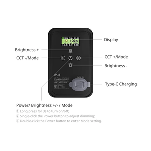 หลอดไฟเป่าลม UA12 <span class=keywords><strong>ulanzi</strong></span> 2700K-6500K 12W 2500mAh สำหรับถ่ายวิดีโอ - Product Image 4