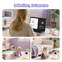 Caméra de surveillance pour bébé à double caméra 5 pouces 3MP Wifi avec détection de pleurs, surveillance de la température et de l'humidité
