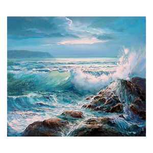 Lukisan berlian pemandangan laut Modern kualitas tinggi Resin 40x50cm dengan bingkai kayu untuk seni dinding rumah - Product Image 1